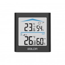 BALDR B0135T2H2-BLACK цифровой термогигрометр с внешним датчиком, черный