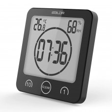 BALDR B0007STH-BLACK Водонепроницаемые настенные часы для душа с таймером показанием температуры и влажности